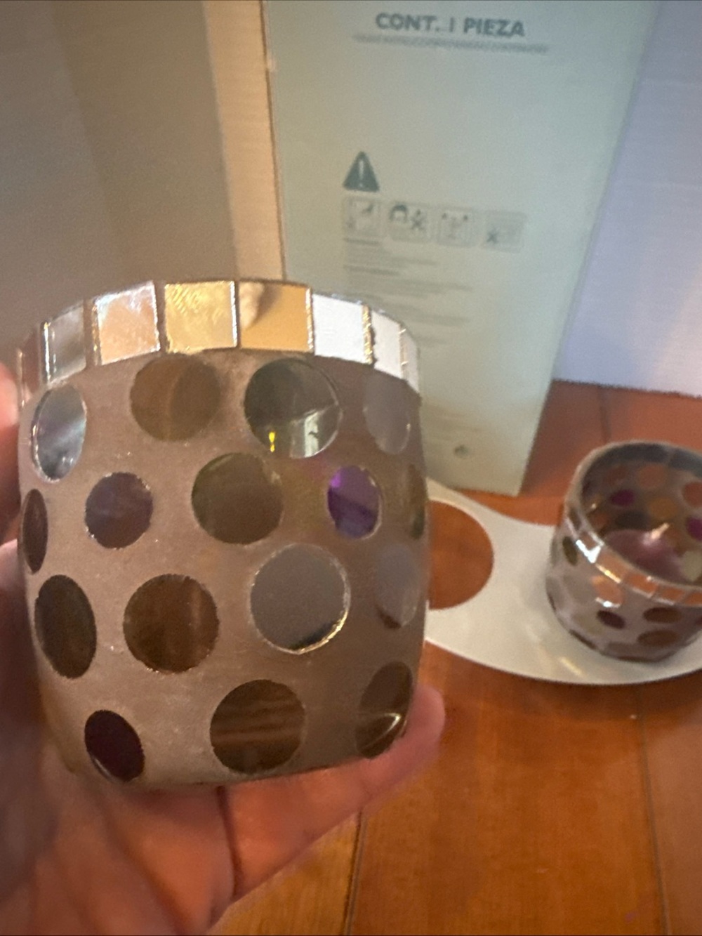 VTG retired PartyLite Miranova mosaic centerpiece Candle Holder model P90794 - Picture 7 of 15